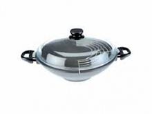 Indukční WOK 32 cm se skleněnou poklicí a roštem