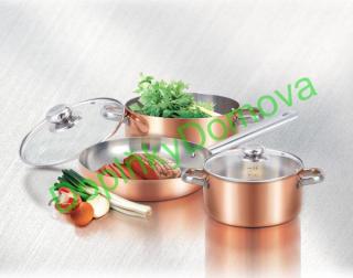 Měděná sada nádobí Beka gastronnom pánev 2 hrnce