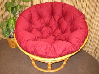 Ratanový papasan 110 cm medový polstr vínový