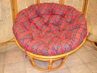 Ratanový papasan 110 cm medový polstr červený 