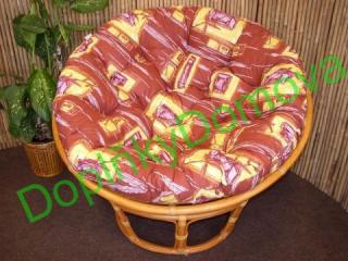 Ratanový papasan 110 cm medový polstr hnědý list 