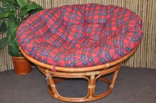 Ratanový papasan 100 cm Cognac červený