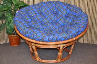 Ratanový papasan 100 cm Cognac modrý