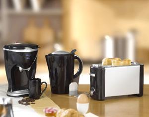 Set toustovač + překapávač + rychlovarná konvice černé OB 2297 