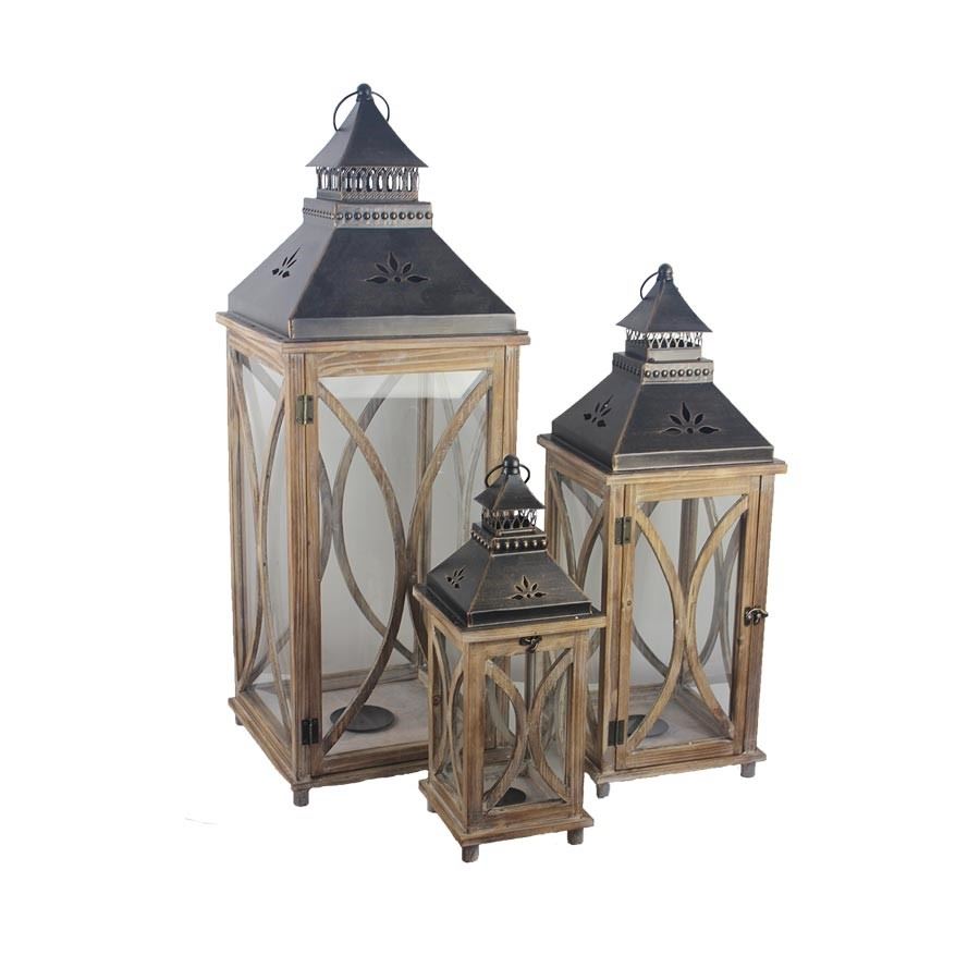 Dřevěná lucerna MIA, 87 cm