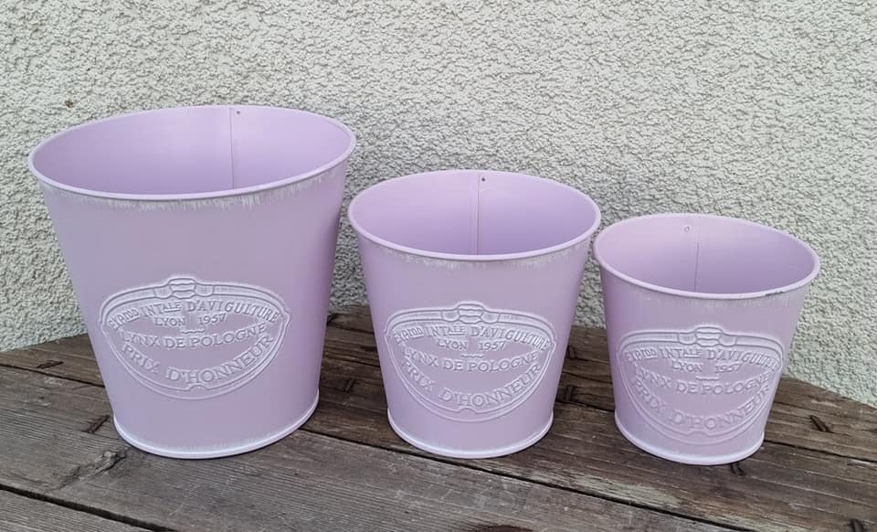 Plechový květináč fialový, K3305/2, střední