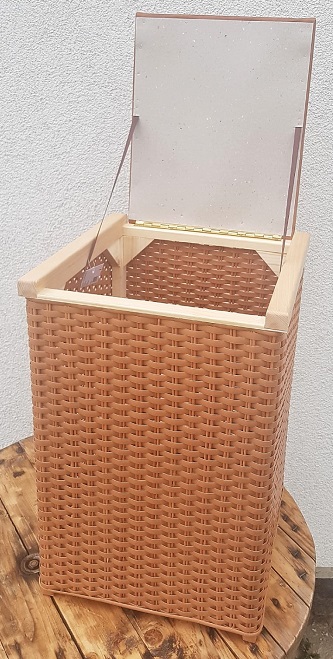 Koš na prádlo světle hnědý - výplet z plastu 79539/H