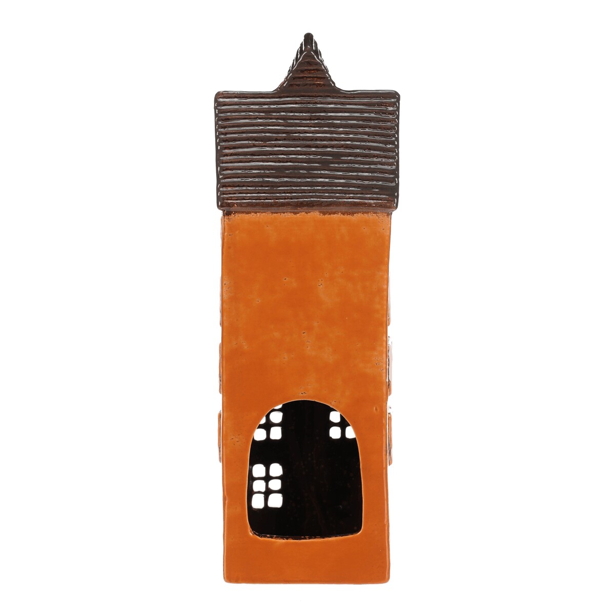 Keramický domeček/svícen - oranžový, patrový