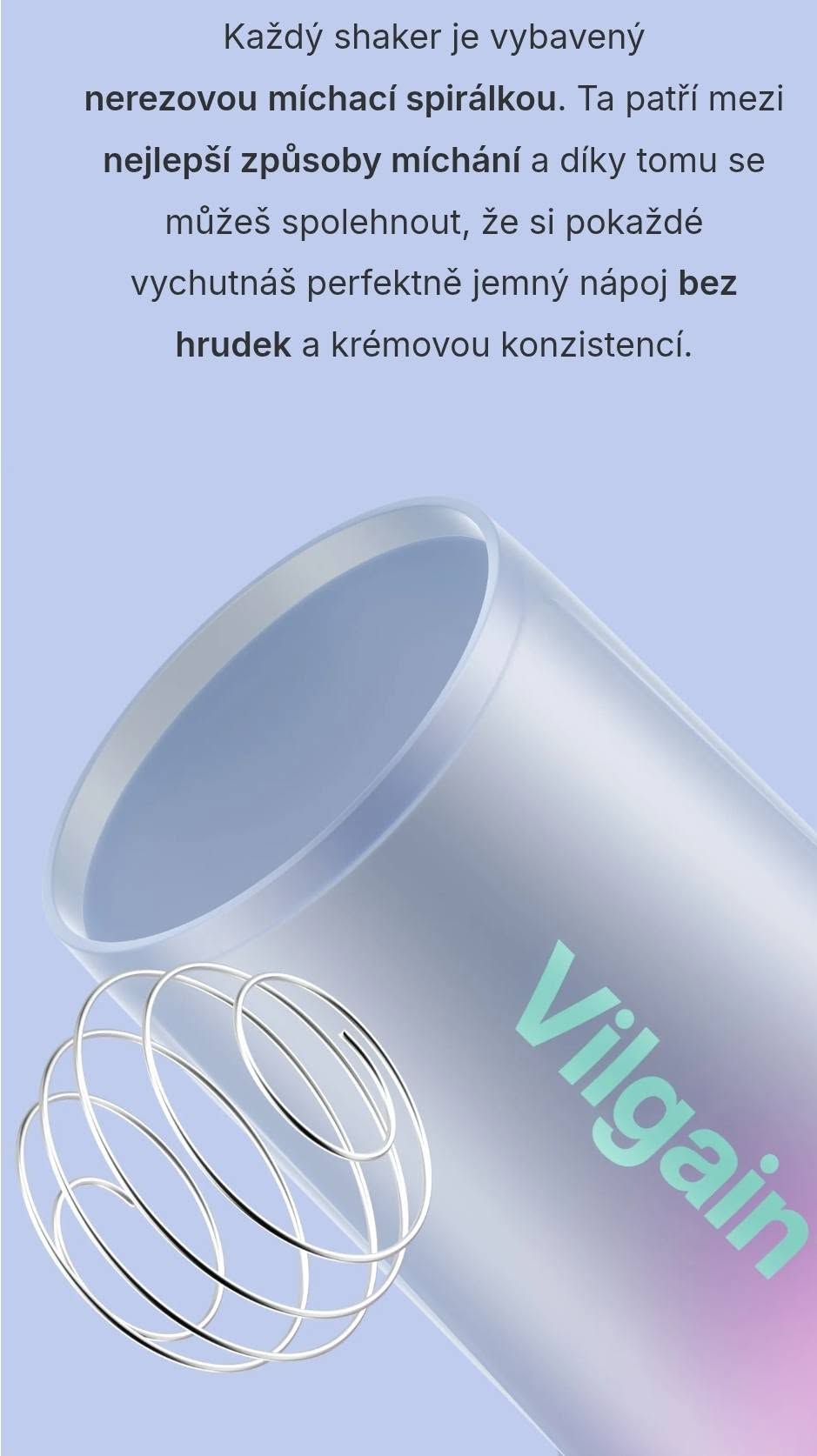 Vilgain Shaker Pro 2Go – stylový shaker se dvěma zásobníky, kovovou spirálou - tmavě modrý