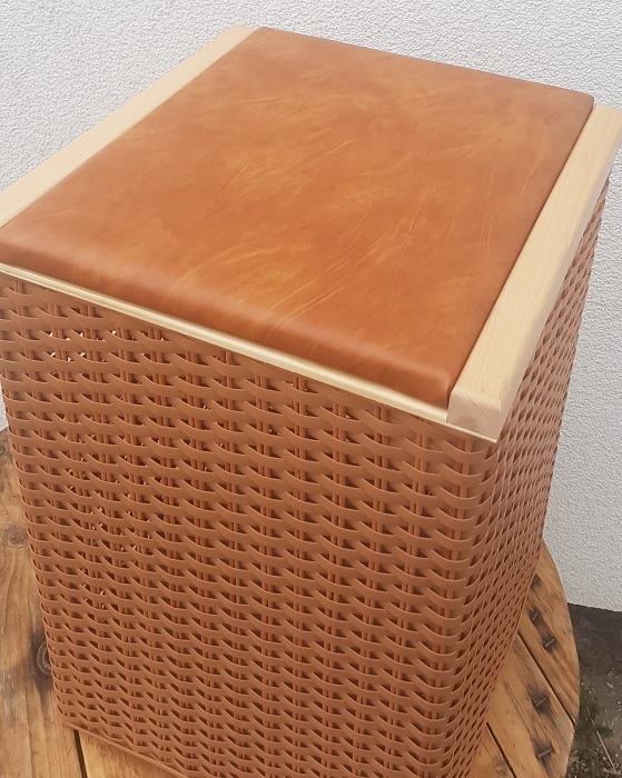 Koš na prádlo světle hnědý - výplet z plastu 79539/H