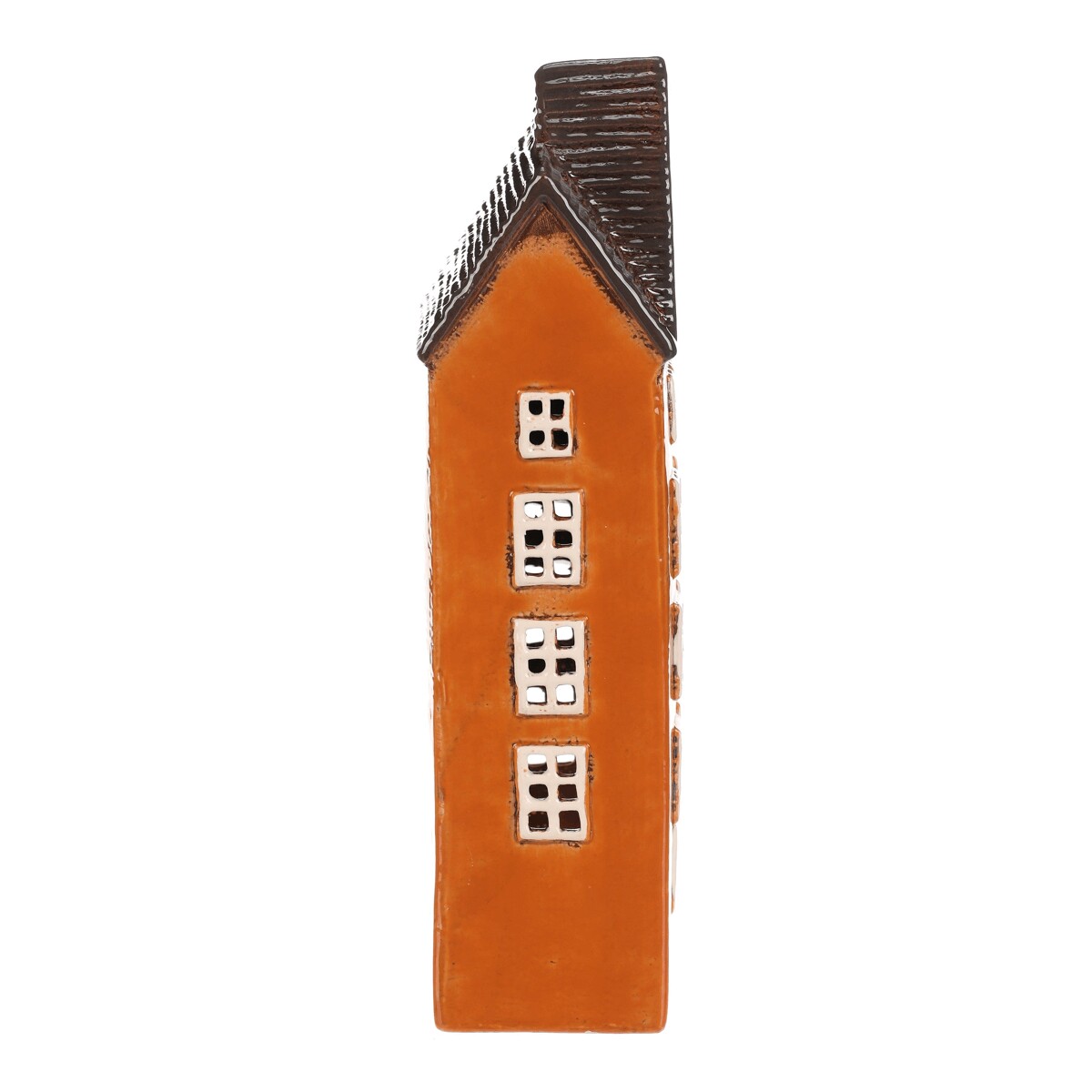 Keramický domeček/svícen - oranžový, patrový