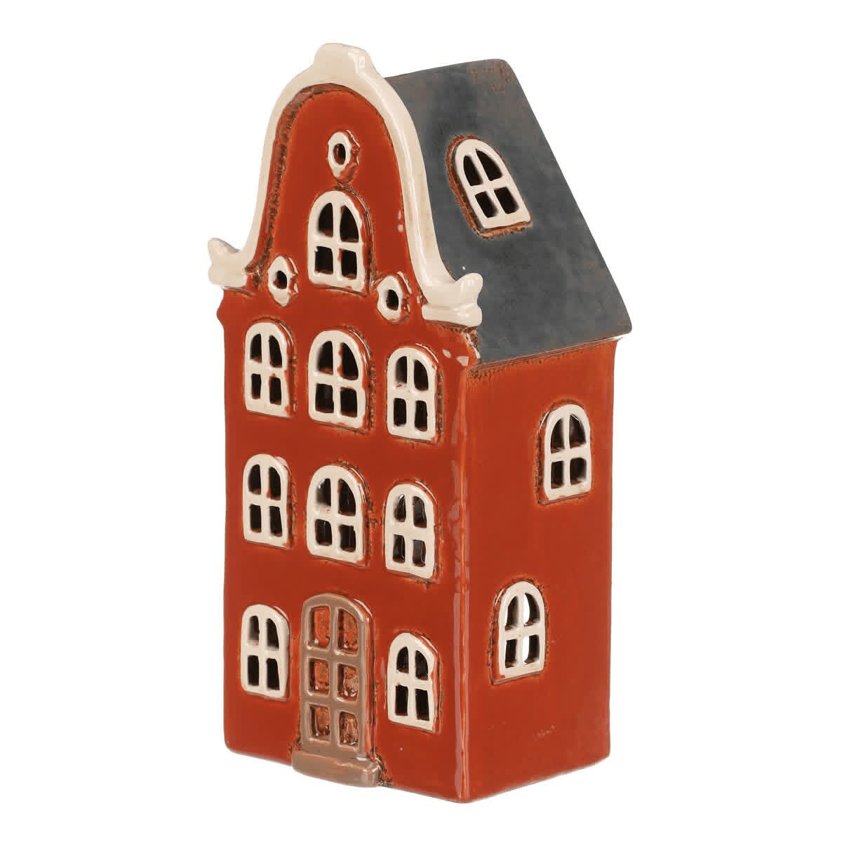 Keramický domeček/svícen - oranžový