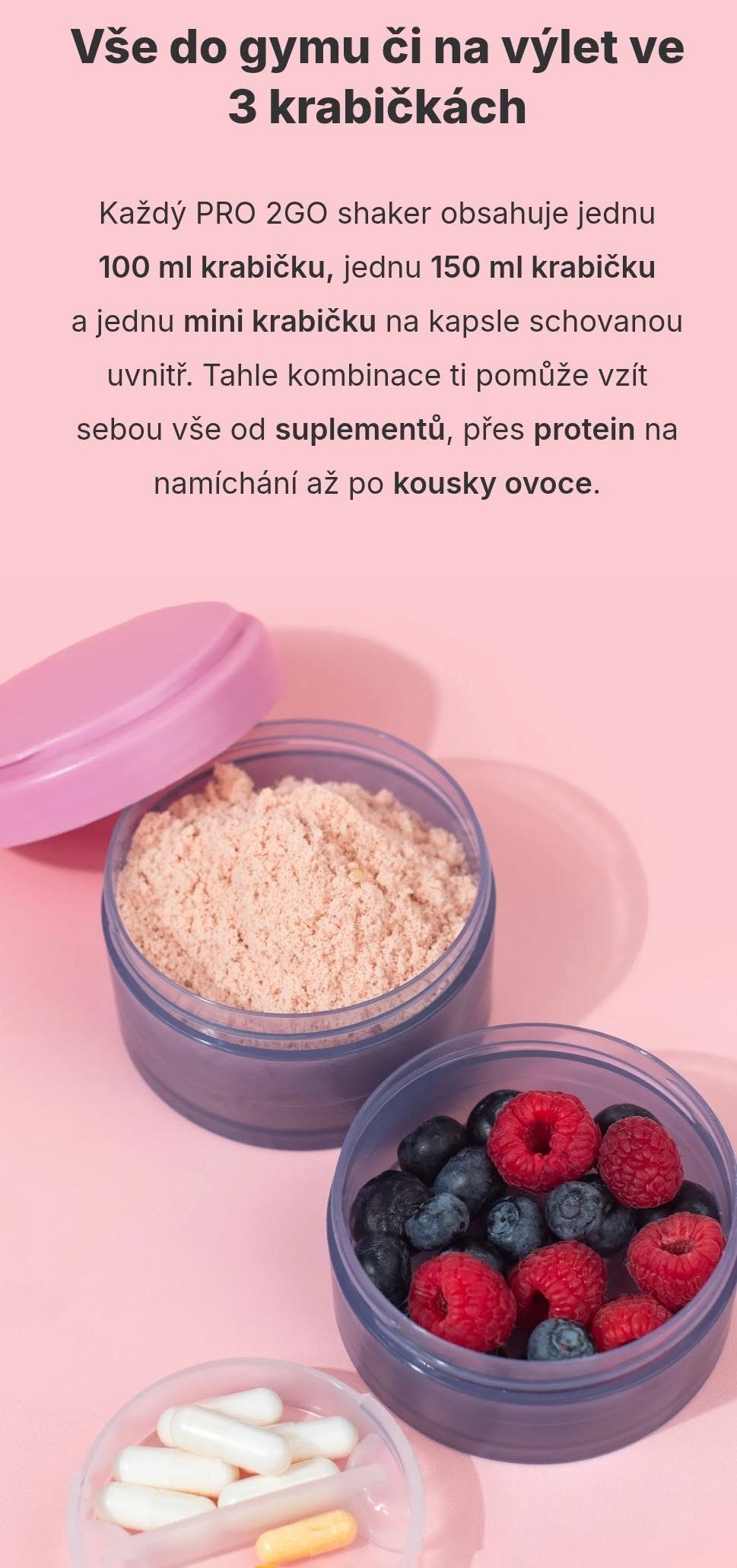 Vilgain Shaker Pro 2Go – stylový shaker se dvěma zásobníky, kovovou spirálou - tmavě modrý