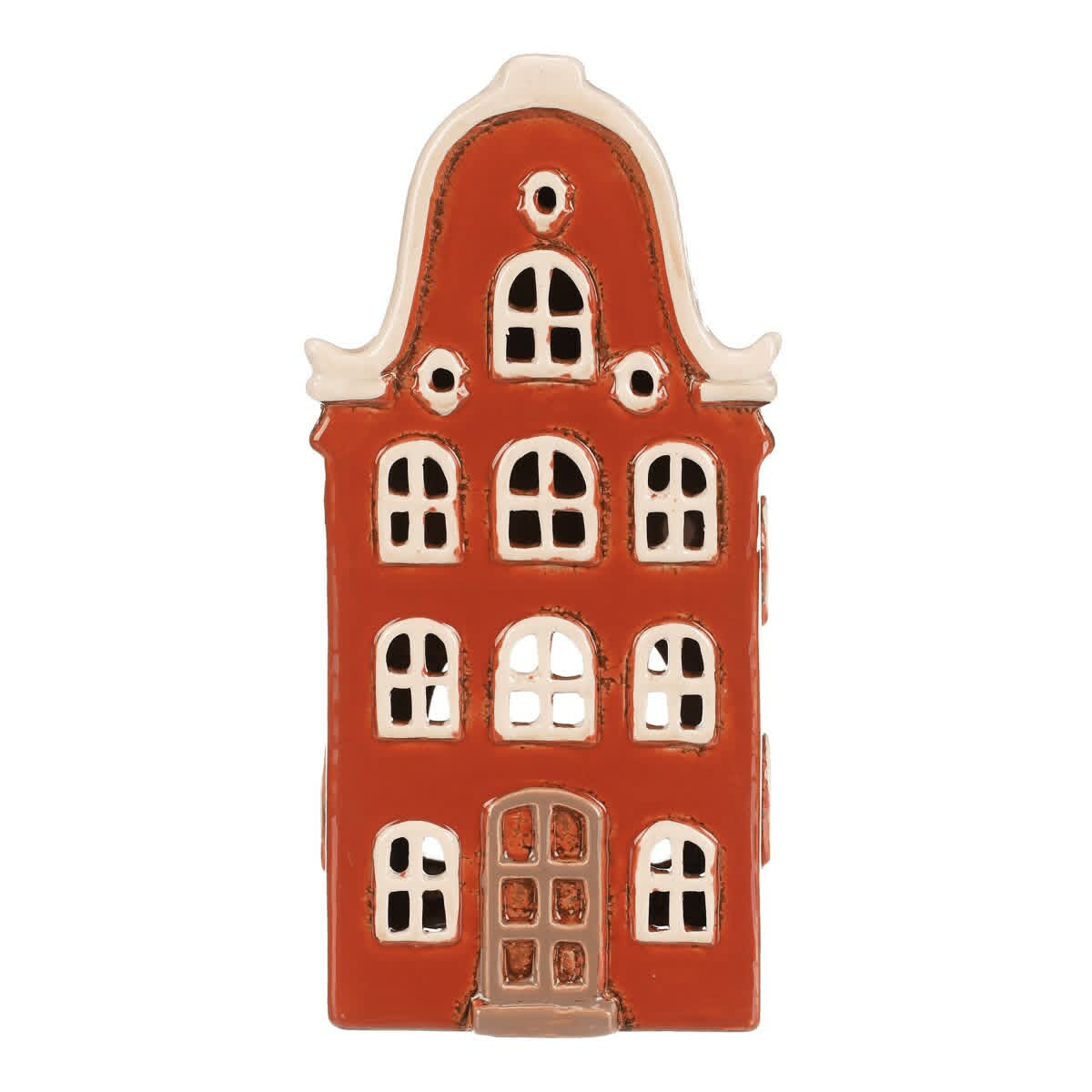Keramický domeček/svícen - oranžový