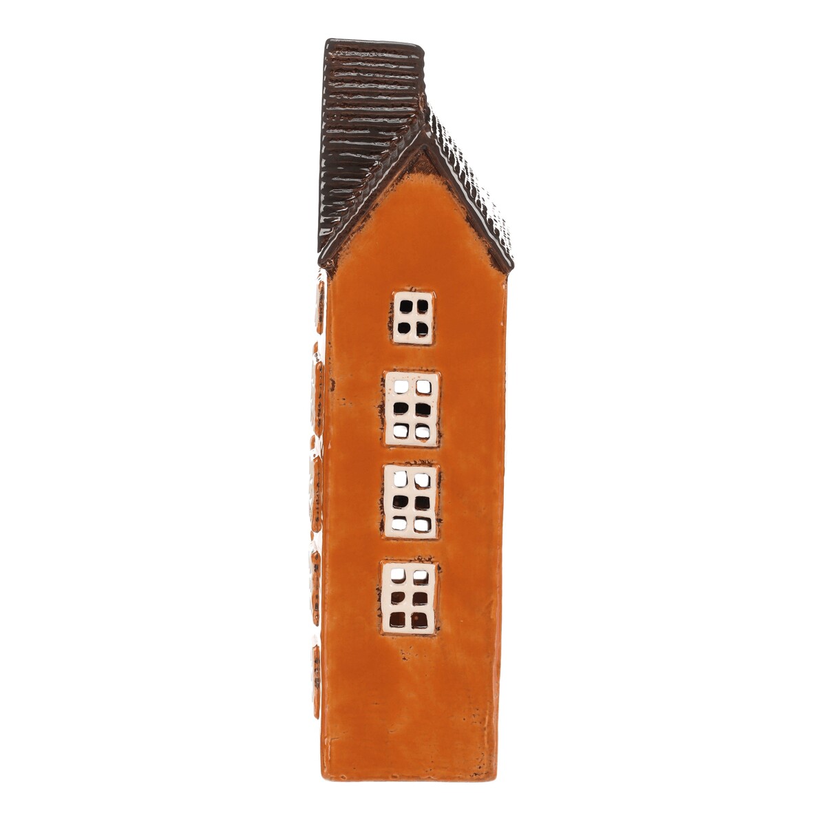 Keramický domeček/svícen - oranžový, patrový
