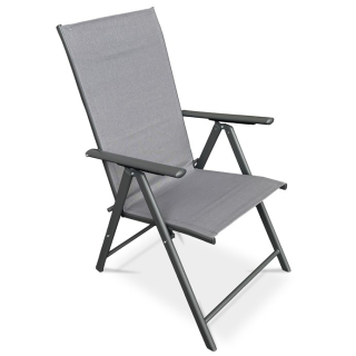 Zahradní židle, kov, síťovina, šedá, AZC-S1116 GREY