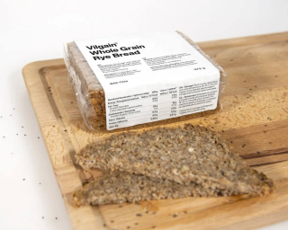 Vilgain Celozrnný žitný chléb BIO ⁠–⁠ 375 g ⁠–⁠ výborně stravitelný, plný vlákniny a omega‑3, pouze 7 ingrediencí, s chia semínky