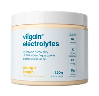 ELEKTROLYTY VILGAIN 320g -příchuť pomeranč a citrón bez stévie