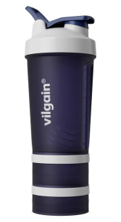 Vilgain Shaker Pro 2Go – stylový shaker se dvěma zásobníky, kovovou spirálou - tmavě modrý