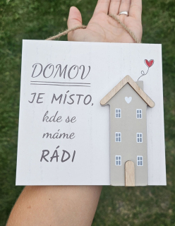 Cedule k zavěšení s domečkem- domov